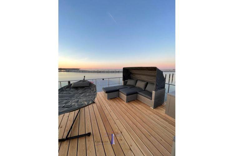 Hausboot Fjord Haven Mit Biosauna In Barth Bagian luar foto