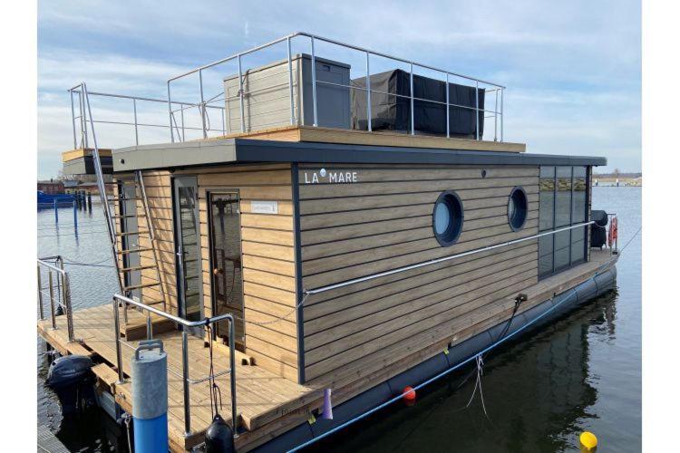 Hausboot Fjord Haven Mit Biosauna In Barth Bagian luar foto